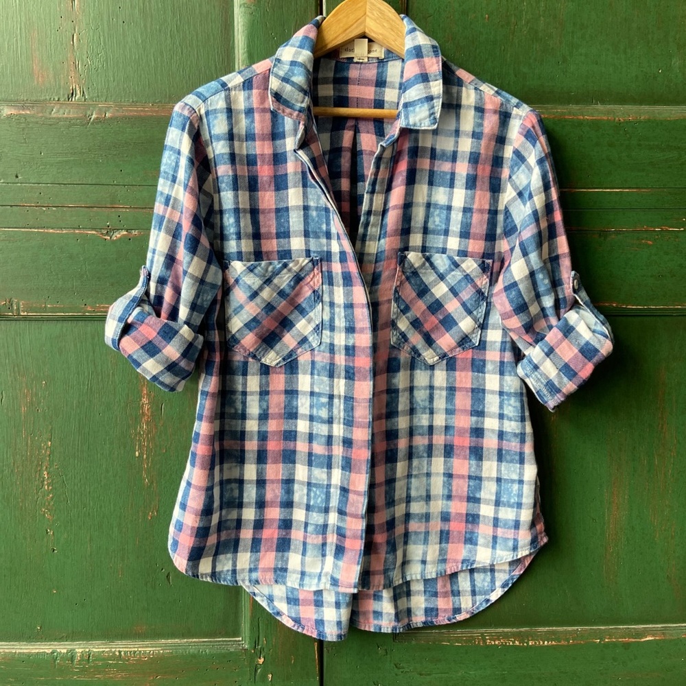Cloth & stone pink and blue flannel